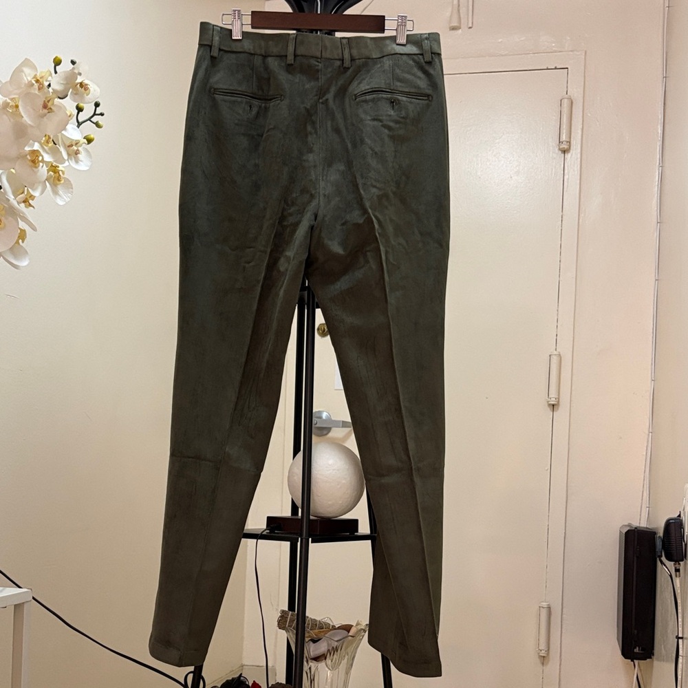 Men's Olive Suede Leather Green Pants Size 34 NWOT - Picture 3 of 10